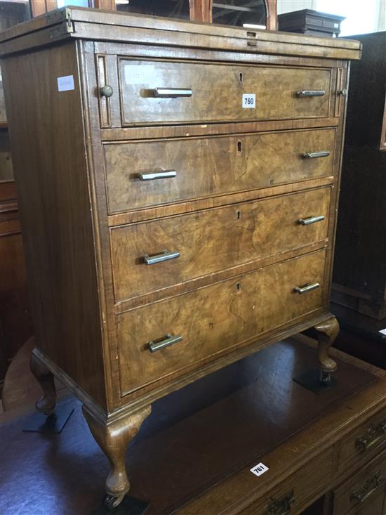 George I style banded walnut bachelors chest